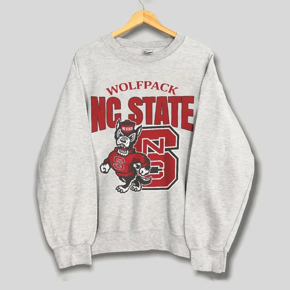90s Vintage North Carolina State University Sweatshirt, NC State Wolfpack Shirt - Picture 1 of 2